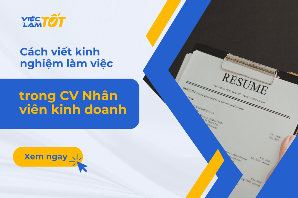 viết kinh nghiệm làm việc trong CV Nhân viên kinh doanh