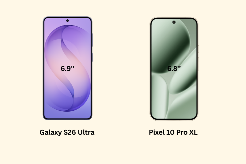 So sánh Galaxy S26 Ultra và Google Pixel 10 Pro XL - màn hình