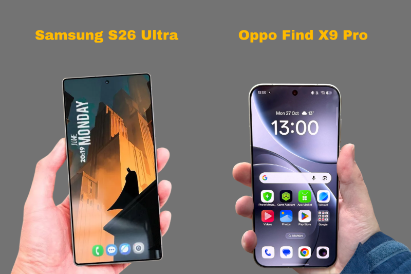 Màn hình Galaxy S26 Ultra và Oppo Find X9 Pro với độ sáng cao