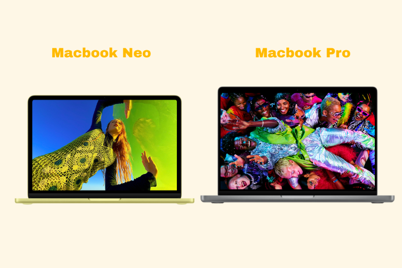 So sánh màn hình MacBook Neo và MacBook Pro Liquid Retina XDR