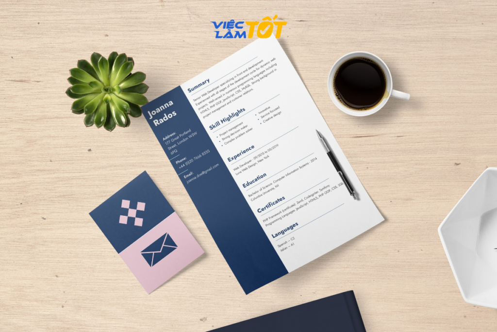 Cách phối màu hài hòa cho CV xin việc