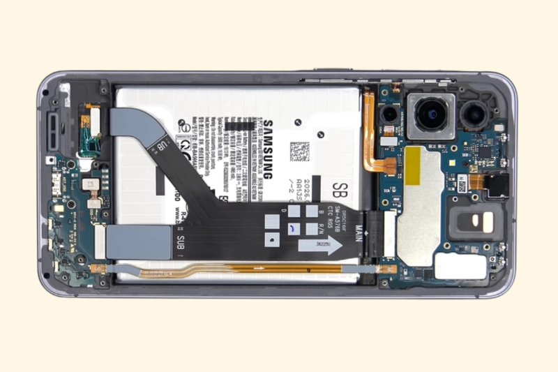 Bố trí linh kiện smartphone khoa học với main trên và pin dưới