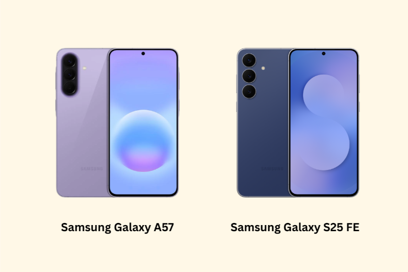 So sánh Samsung Galaxy A57 và Galaxy S25 FE -Thiết kế