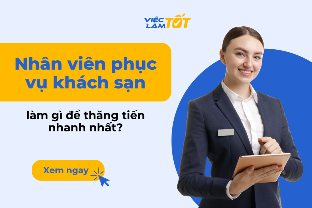 Thumbnail bài viết với hình ảnh nhân viên phục vụ khách sạn đang setup bàn ăn sang trọng