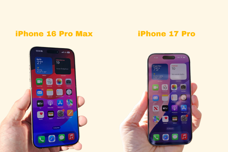 So sánh màn hình iPhone 17 Pro và 16 Pro Max sáng hơn và kích thước