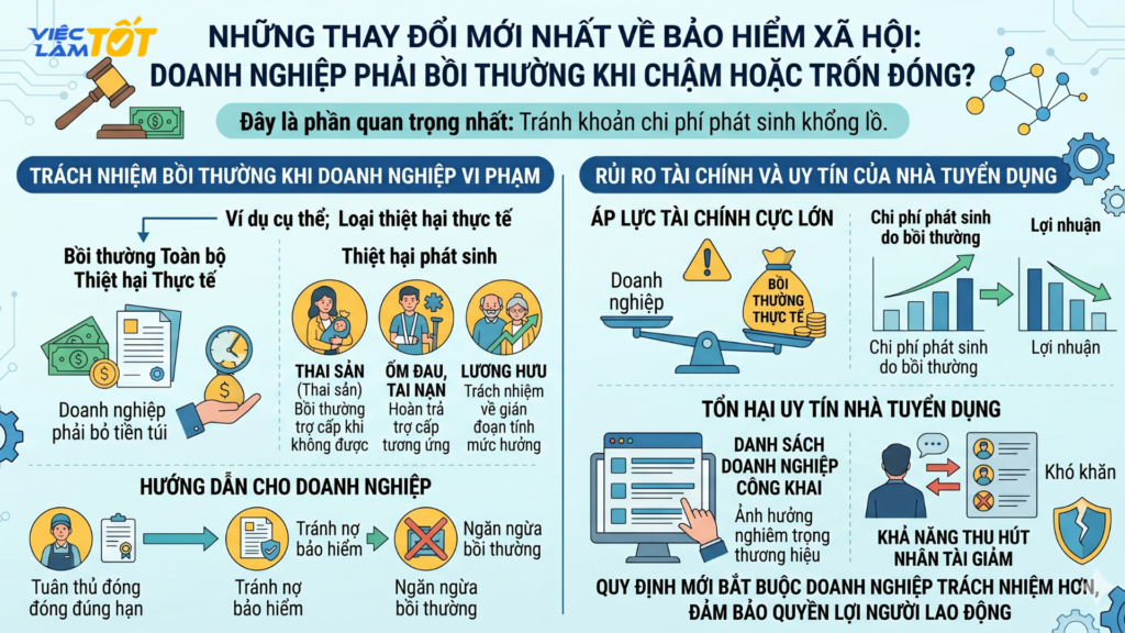 Doanh nghiệp bồi thường quyền lợi bảo hiểm cho nhân viên