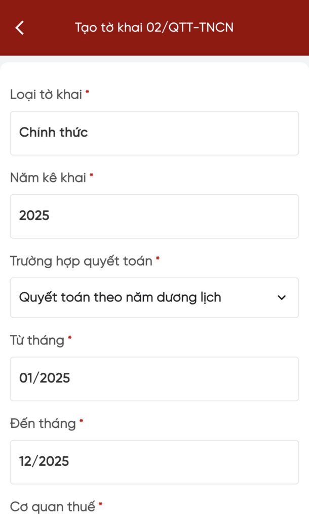 mẫu 02 QTT TNCN tờ khai quyết toán thuế TNCN 2026