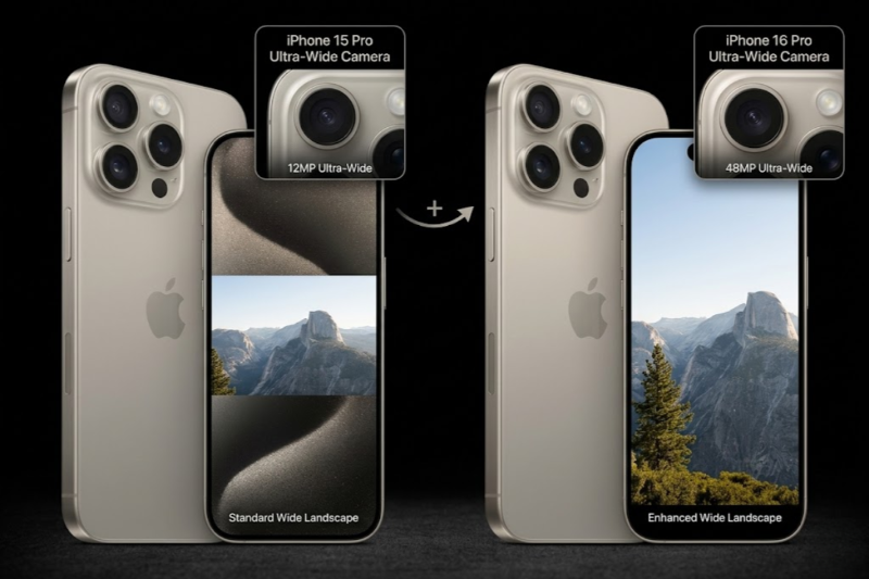 so sánh cụm camera giữa Iphone 16 Pro và Iphone 15 Pro