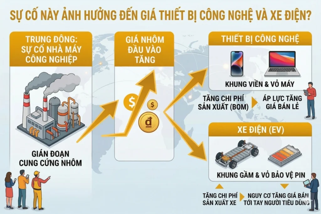 Chi phí linh kiện laptop, điện thoại, xe điện tăng do nguồn cung nhôm bị ảnh hưởng
