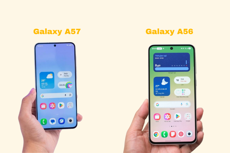 Độ sáng đỉnh của màn hình Galaxy A57 cao hơn nhiều so với mức 1.200 nits của Galaxy A56