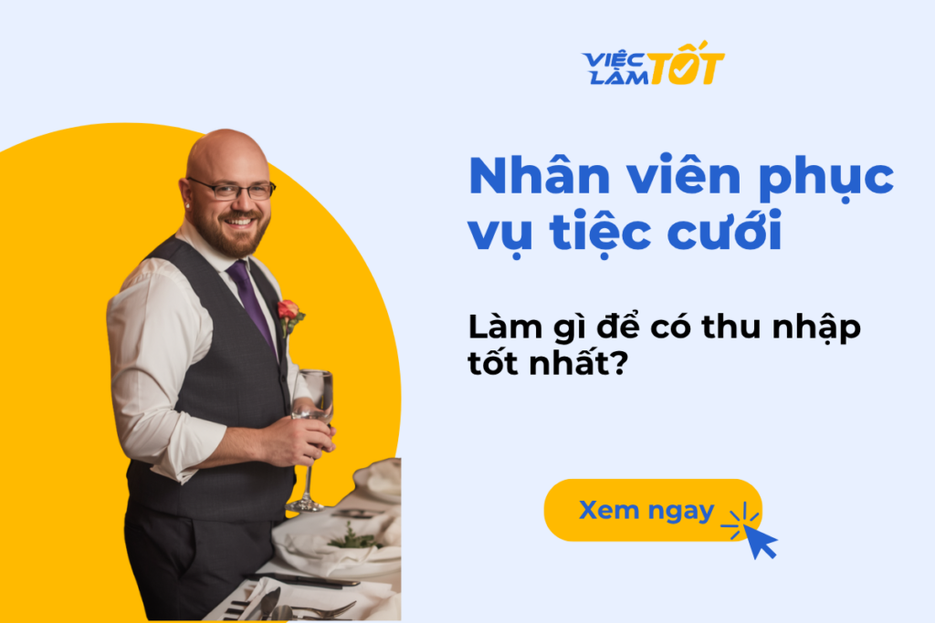 Đội ngũ nhân viên phục vụ tiệc cưới chuyên nghiệp đang chuẩn bị cho hôn lễ