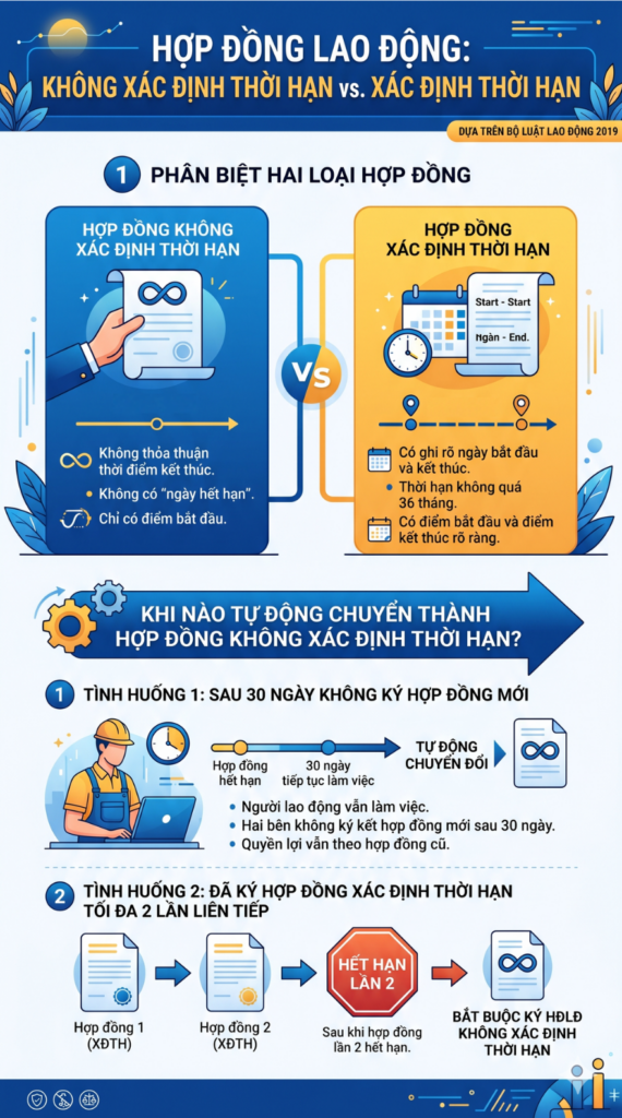 phân biệt hợp đồng lao động không xác định thời hạn và xác định thời hạn
