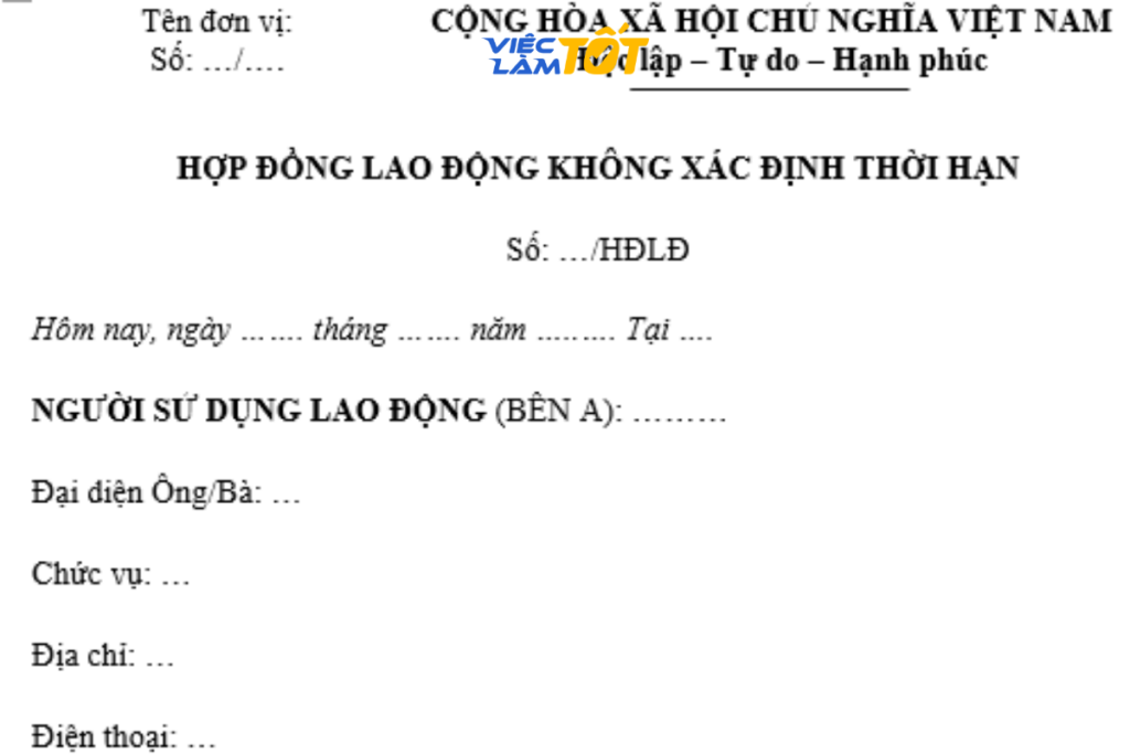 Sơ đồ quy trình chuyển đổi từ hợp đồng xác định thời hạn sang hợp đồng lao động không xác định thời hạn