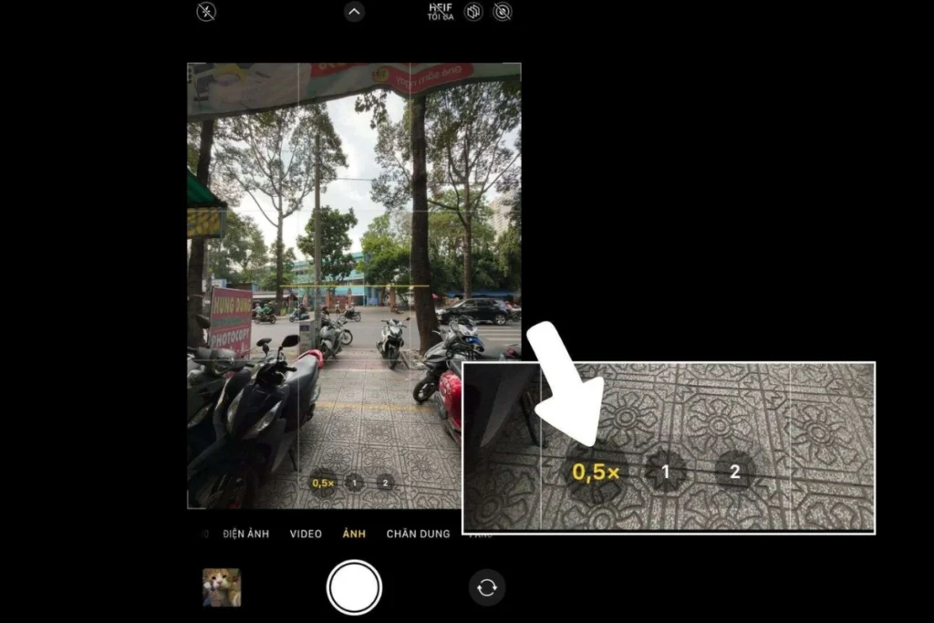 Điều chỉnh sang camera góc rộng iPhone 16