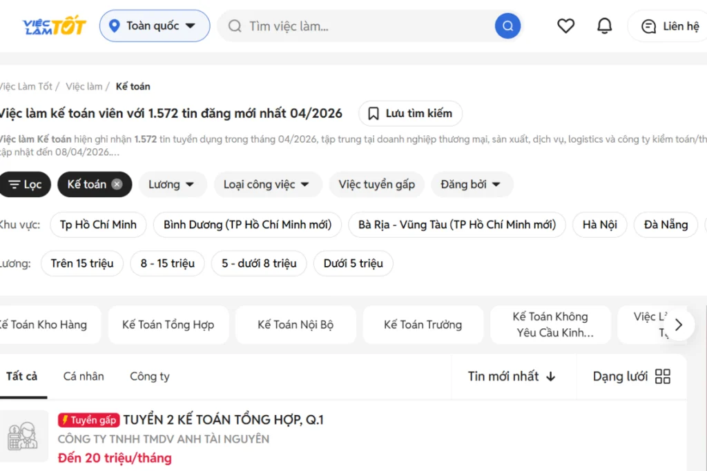 Tìm việc nghề kế toán hiệu quả tại Việc Làm Tốt