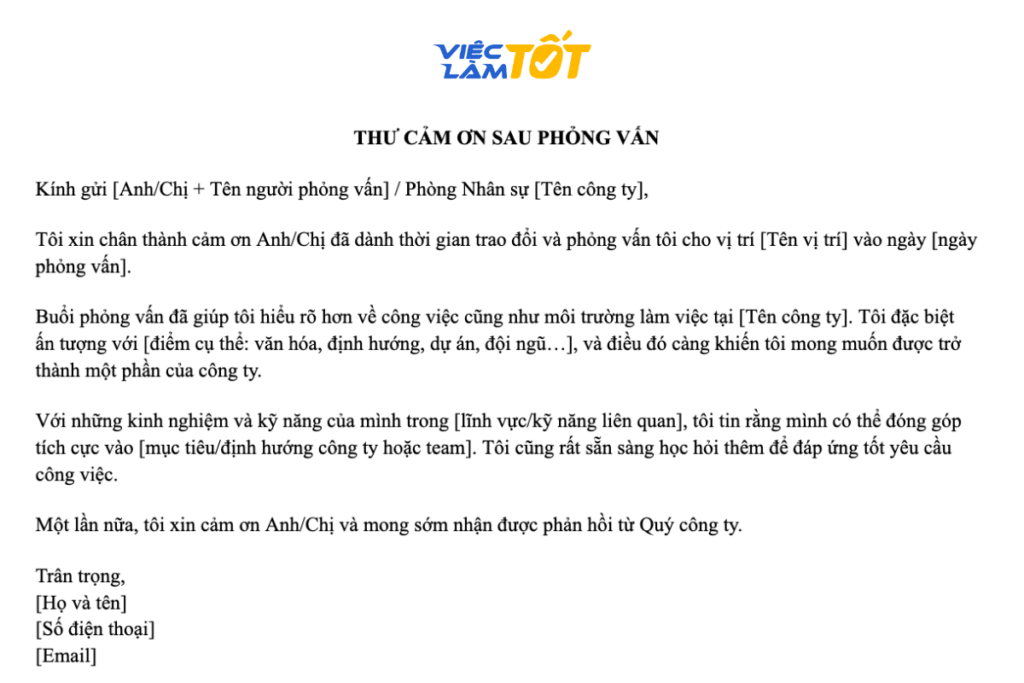 Cấu trúc một bức email cảm ơn chuẩn chỉnh