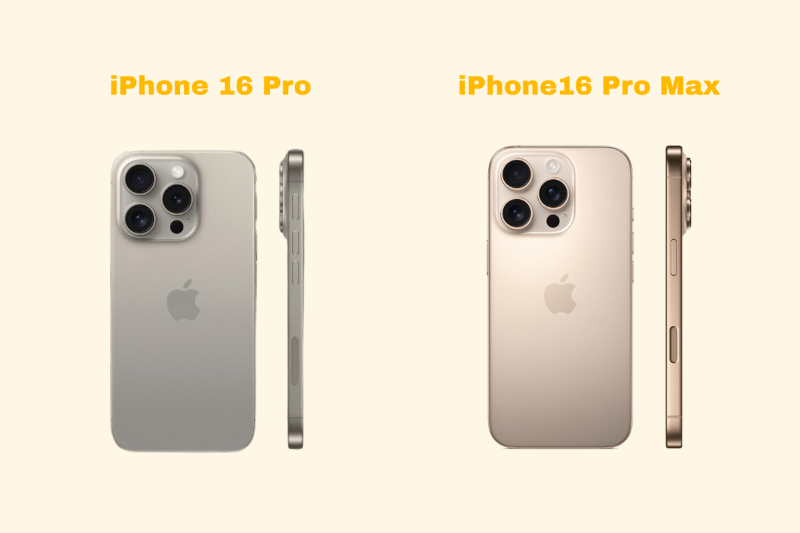 So sánh thiết kế iPhone 16 Pro và Pro Max, khác biệt kích thước rõ rệt