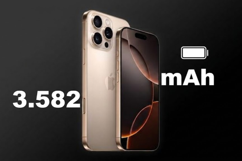 iPhone 16 Pro dung lượng pin 3.582 mAh