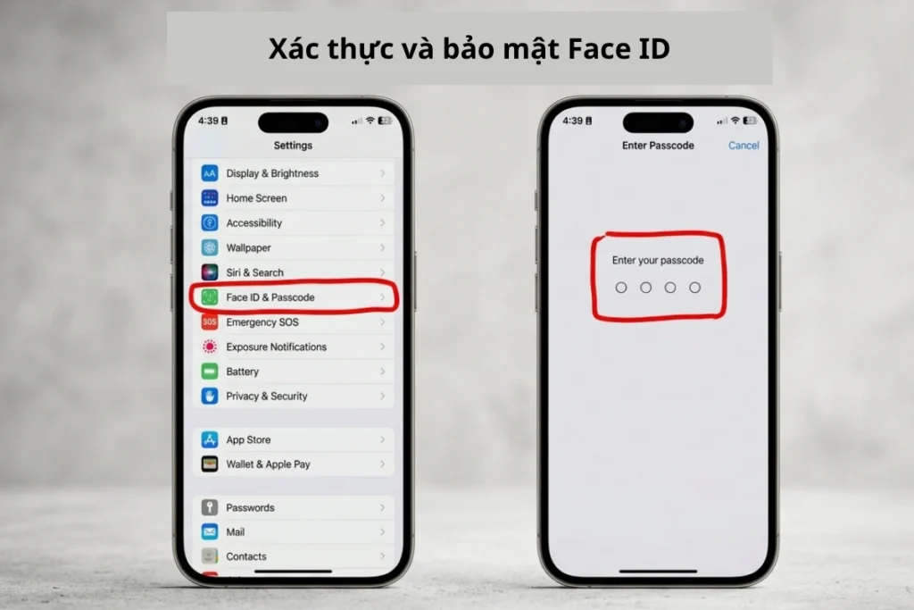 Thiết lập Face ID và lớp bảo mật cá nhân