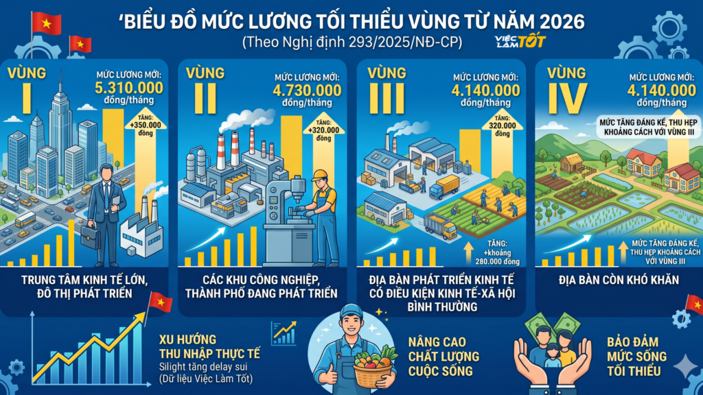 Biểu đồ tăng trưởng lương tối thiểu Vùng I qua các năm