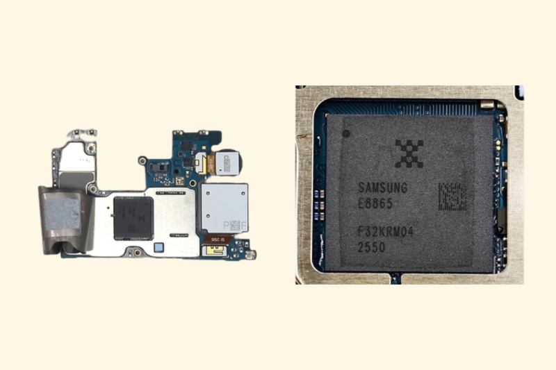 Bo mạch Galaxy A57 với chip Exynos 1680 hàn cố định khó sửa chữa