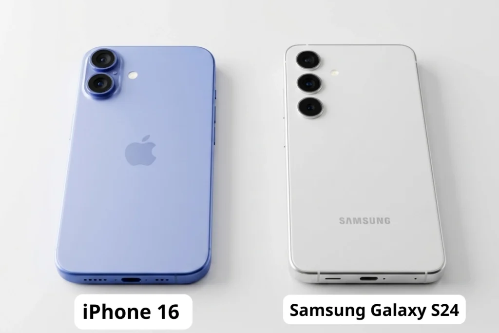 so sánh kích thước iPhone 16 với Samsung Galaxy S24
