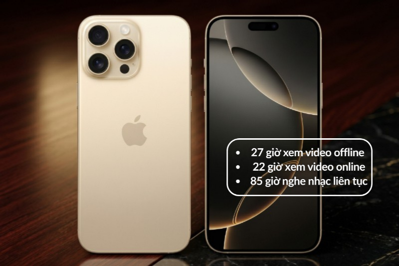 iPhone 16 Pro cung cấp thời gian phát video liên tục dài hơn tới 4 tiếng so với đời trước