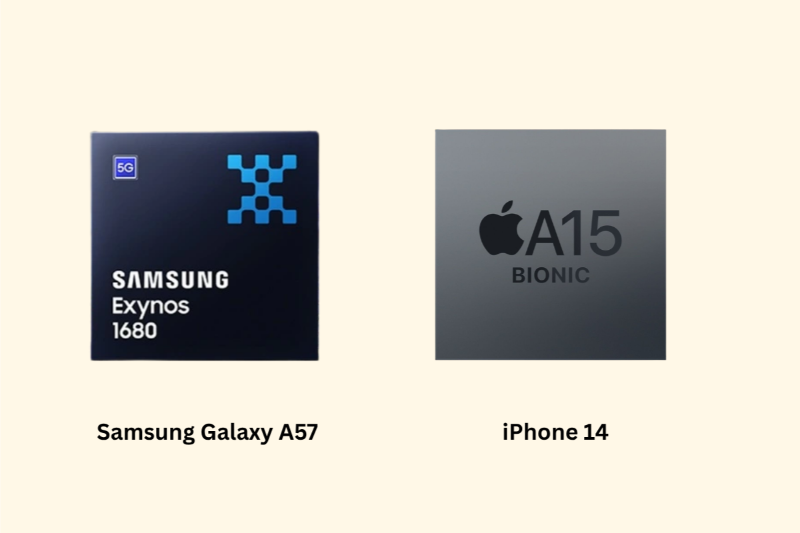 So sánh Samsung Galaxy A57 và iPhone 14 - Hiệu năng