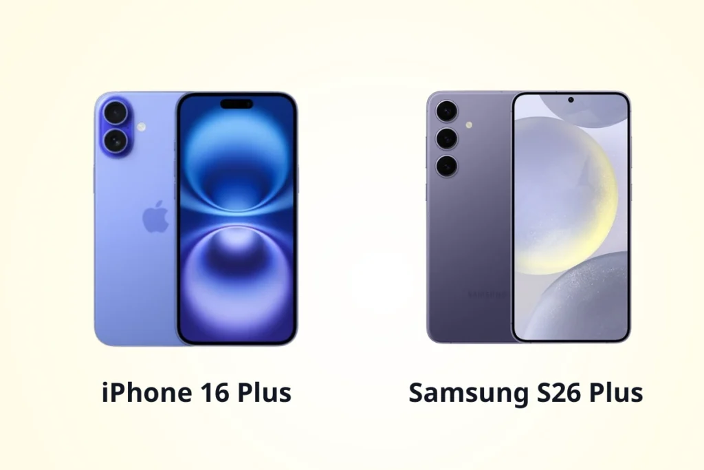 iPhone 16 Plus đổi mới cụm camera, Samsung S26 Plus giữ vẻ thanh lịch.
