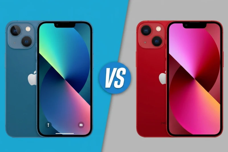 iPhone 13 và 14 thiết kế tương đồng, khác biệt ở màu sắc và độ dày thân máy.
