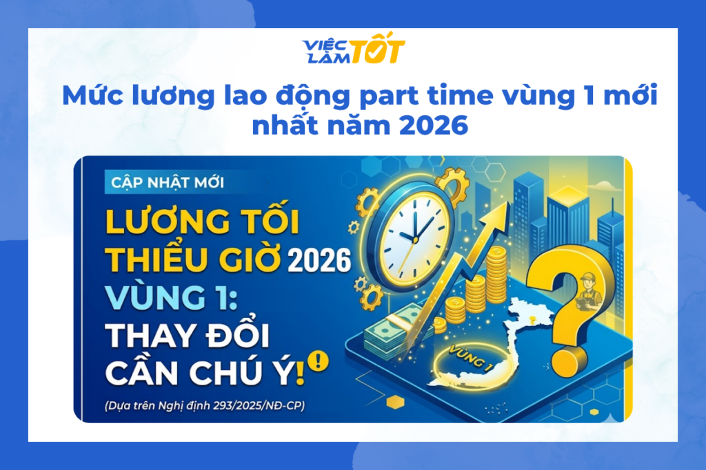 Lương tối thiểu giờ của lao động part time vùng 1 năm 2026 là bao nhiêu? Quy định lương tối thiểu giờ của lao động part time vùng 1 năm 2026
