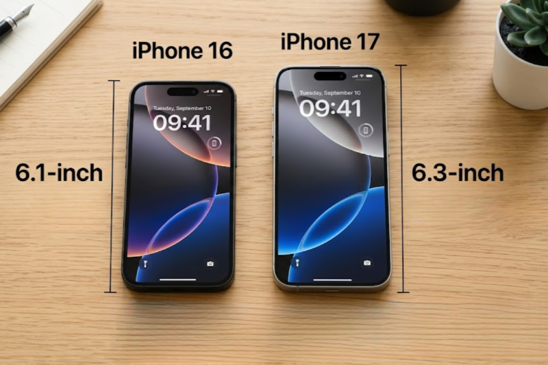 So sánh kích thước màn hình iPhone 17 và iPhone 16