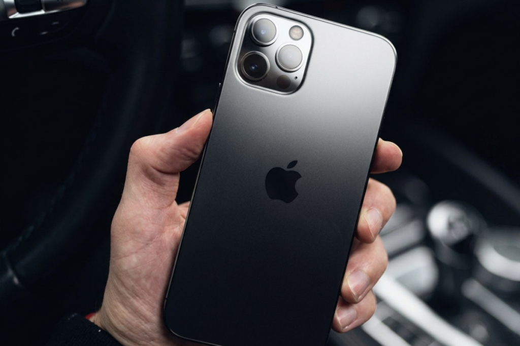 iPhone 12 Pro Max màu Đen Than Chì sở hữu khung thép không gỉ và mặt lưng kính nhám, tạo sự cân bằng giữa thẩm mỹ và độ bền