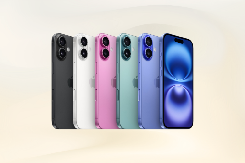 iPhone 16 với cụm camera đặt dọc, màu sắc rực rỡ.