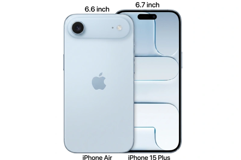 iPhone 15 Plus có màn hình lớn hơn, phù hợp giải trí và làm việc, trong khi iPhone Air mỏng và hiển thị nổi bật hơn