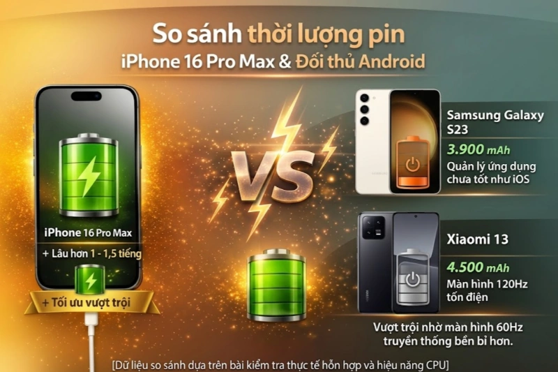 So sánh pin iPhone 14 với đối thủ cùng phân khúc