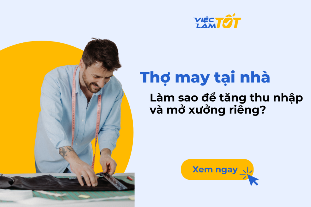 Thợ may tại nhà: Làm sao để tăng thu nhập và mở xưởng riêng? Thumbnail - Một thợ may tại nhà đang tỉ mỉ cắt vải trên bàn rập lớn