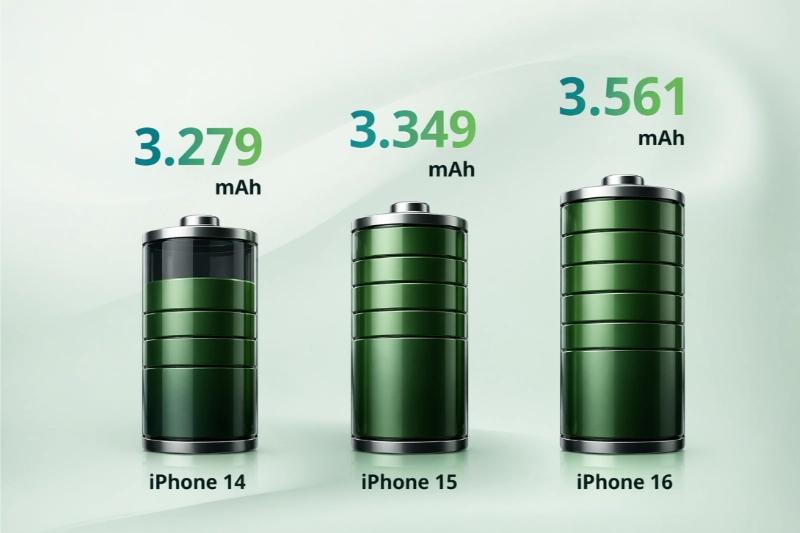 iPhone 16 có mức tăng trưởng dung lượng pin mạnh và chip xử lý tiết kiệm điện hơn.