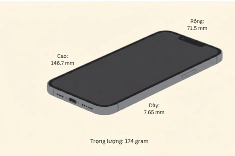 Chi tiết kích thước và trọng lượng iPhone 13