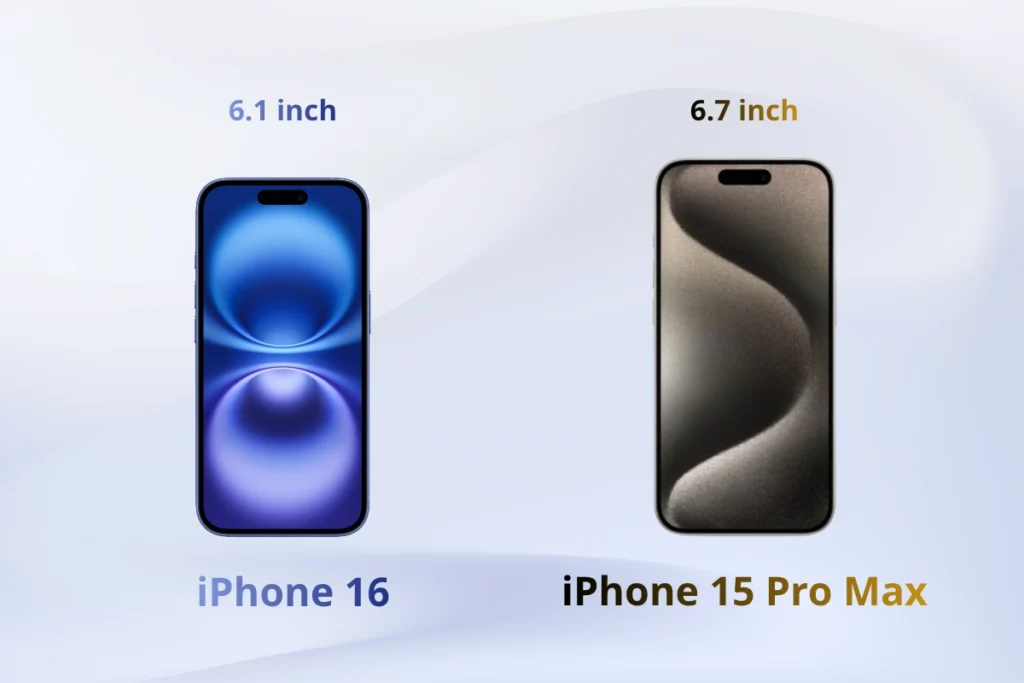 Màn hình 6.7 inch iPhone 15 Pro Max cho trải nghiệm tốt hơn 6.1 inch iPhone 16