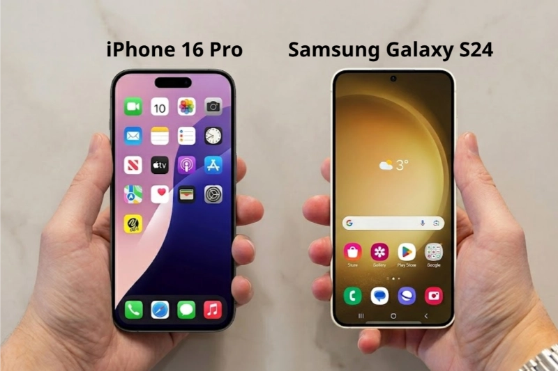 iPhone 16 Pro đầm tay, trọng lượng nặng hơn một chút so với Samsung Galaxy S24