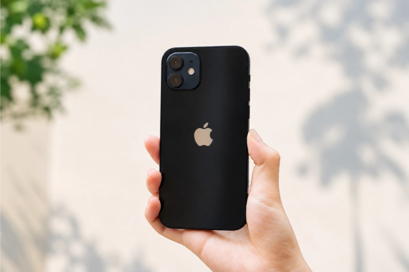 iPhone 12 màu đen mạnh mẽ, huyền bí.