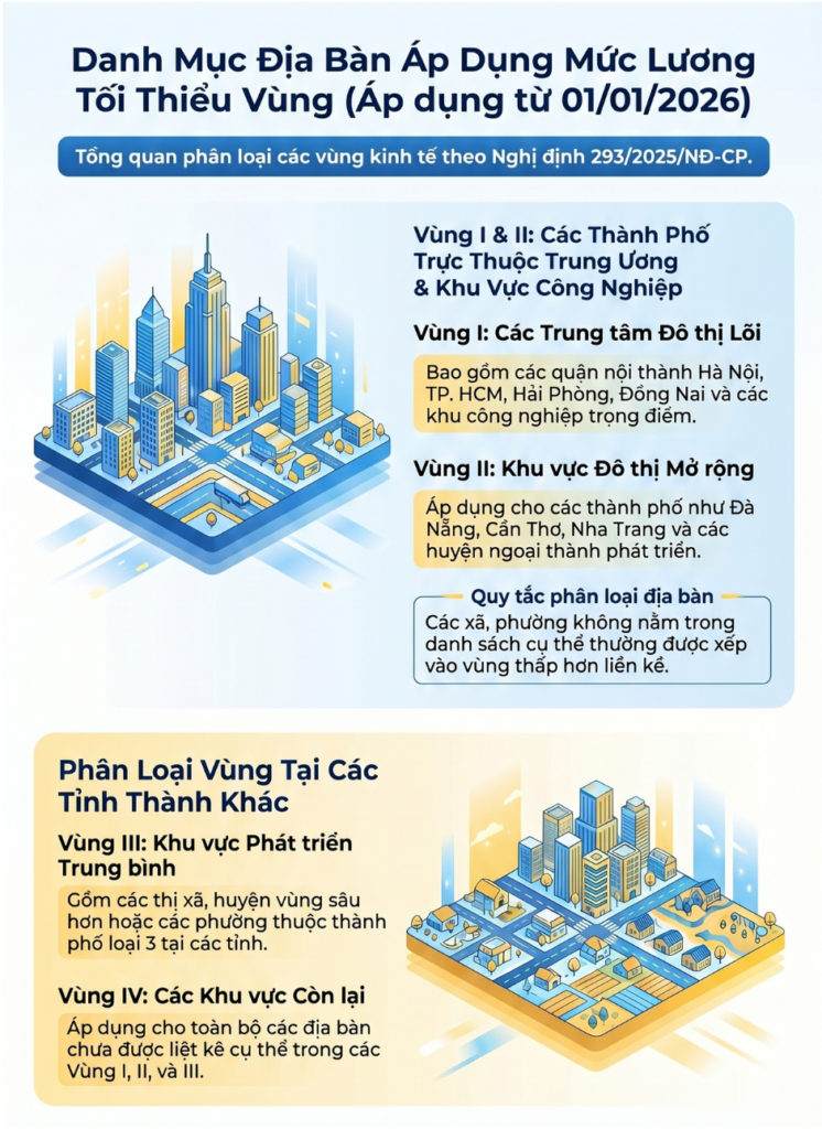 Tổng quan phân loại khu vực áp dụng lương lao động part time vùng 3