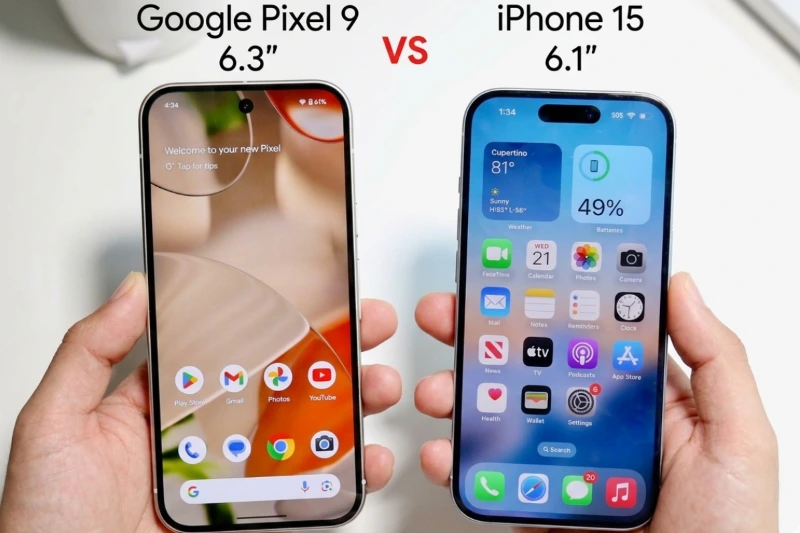 Google Pixel màn hình 6.3 inch lớn hơn 6.1 inch của iPhone 15