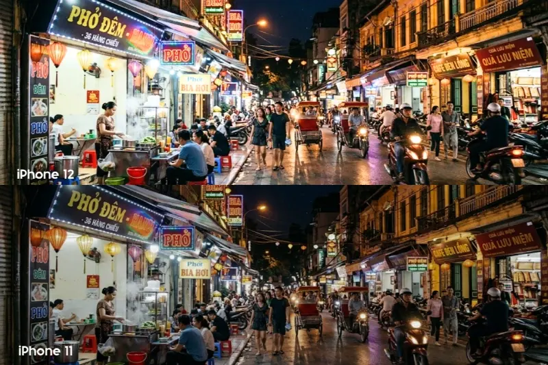So sánh ảnh chụp đêm giữa iPhone 12 và iPhone 11