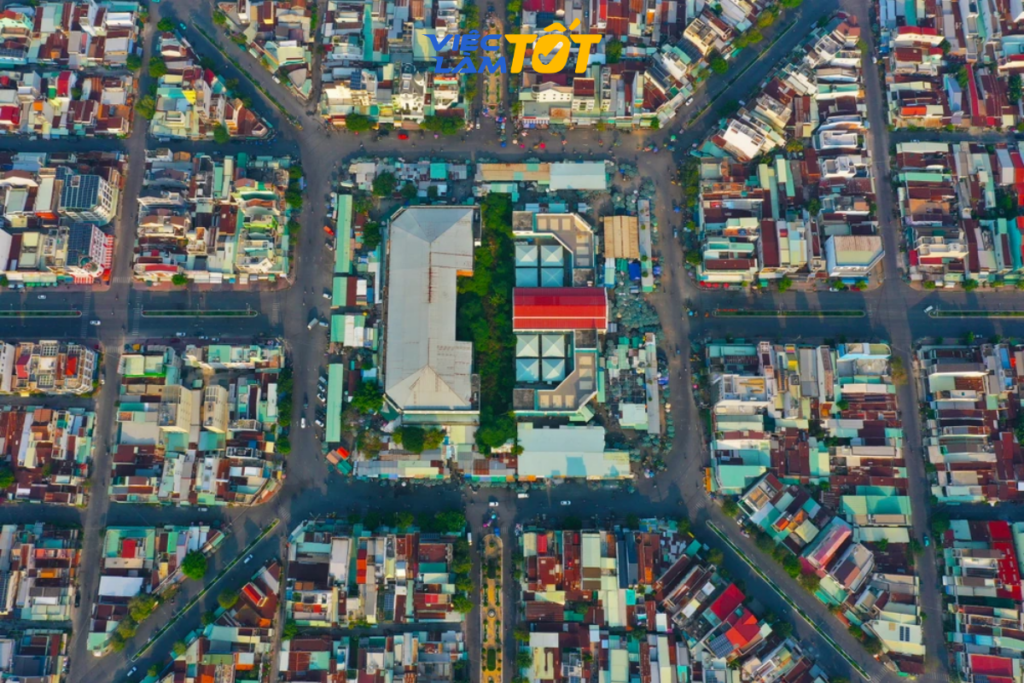 Hệ thống đường giao thông nội khu dạng ô bàn cờ tại khu công nghiệp An Nghiệp