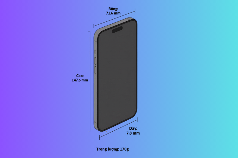 Chi tiết kích thước iPhone 16e