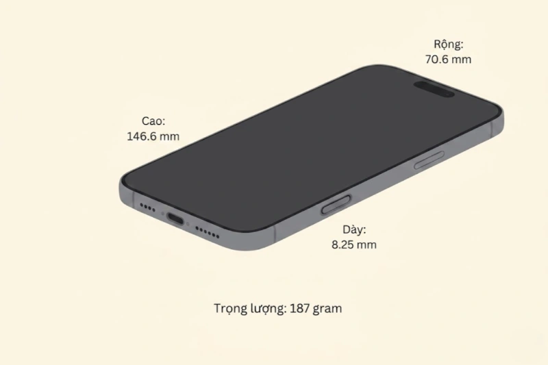 Chi tiết kích thước iPhone 15 Pro