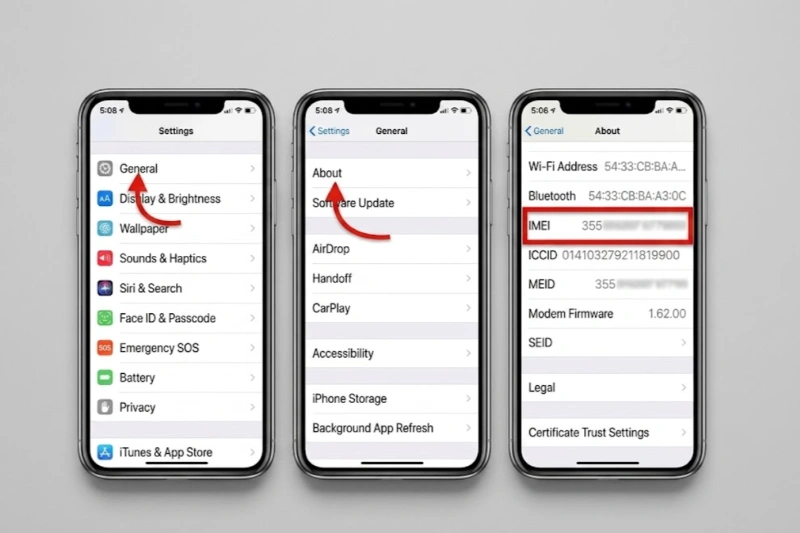 Đối chiếu số IMEI trong phần Cài đặt với số IMEI khắc trên khay sim của iPhone 13 Pro để đảm bảo chúng trùng khớp nhau