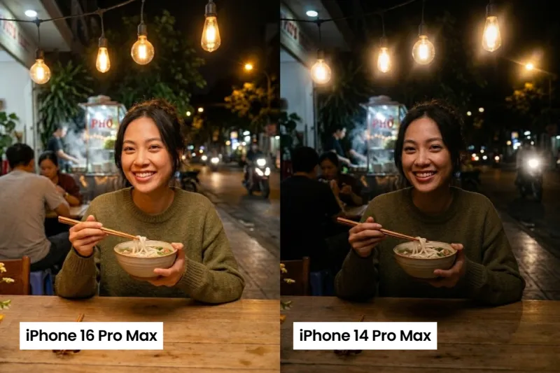 So sánh ảnh chụp giữa iPhone 16 Pro Max và iPhone 14 Pro Max